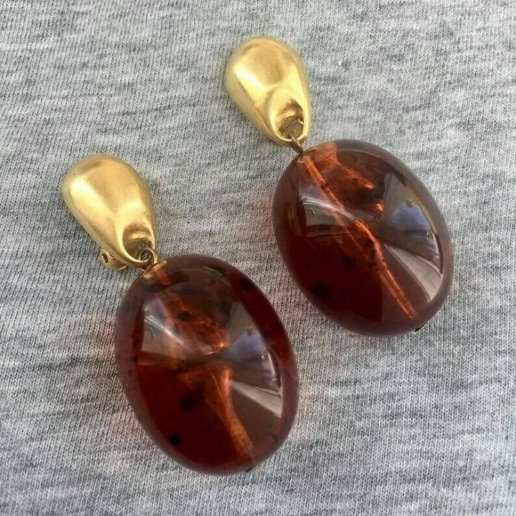 Robert Lee Morris Amber Earrings 24K gold plating Verified Authentic